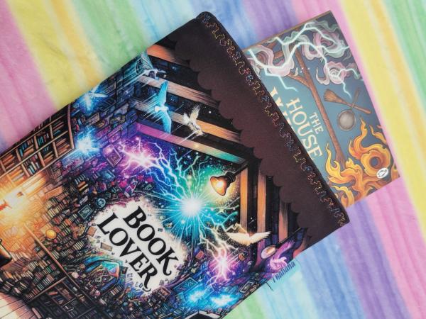 Preview: Buchtasche Buchhülle UNIKAT BookLover mit buchigem Innenfutter